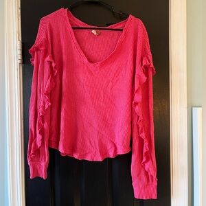Pilcro by Anthropologie Thermal VNeck Top
Size Med Pink